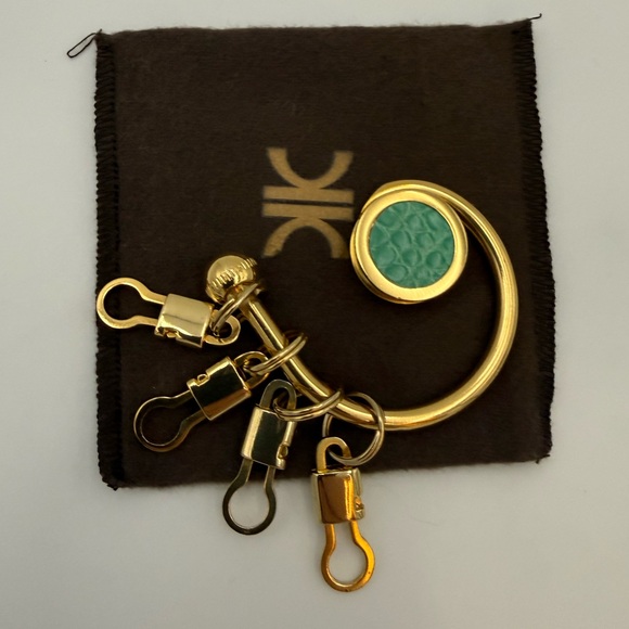 🐊KWANPEN 1938 SINGAPORE Green Exotic Genuine CROCODILE Bag Charm • Made in ITALY - Picture 2 of 8